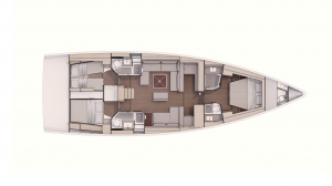 Dufour 530, wersja 3+1 kabiny,  3+1 łazienki | Charter.pl foto: www.dufour-yachts.com